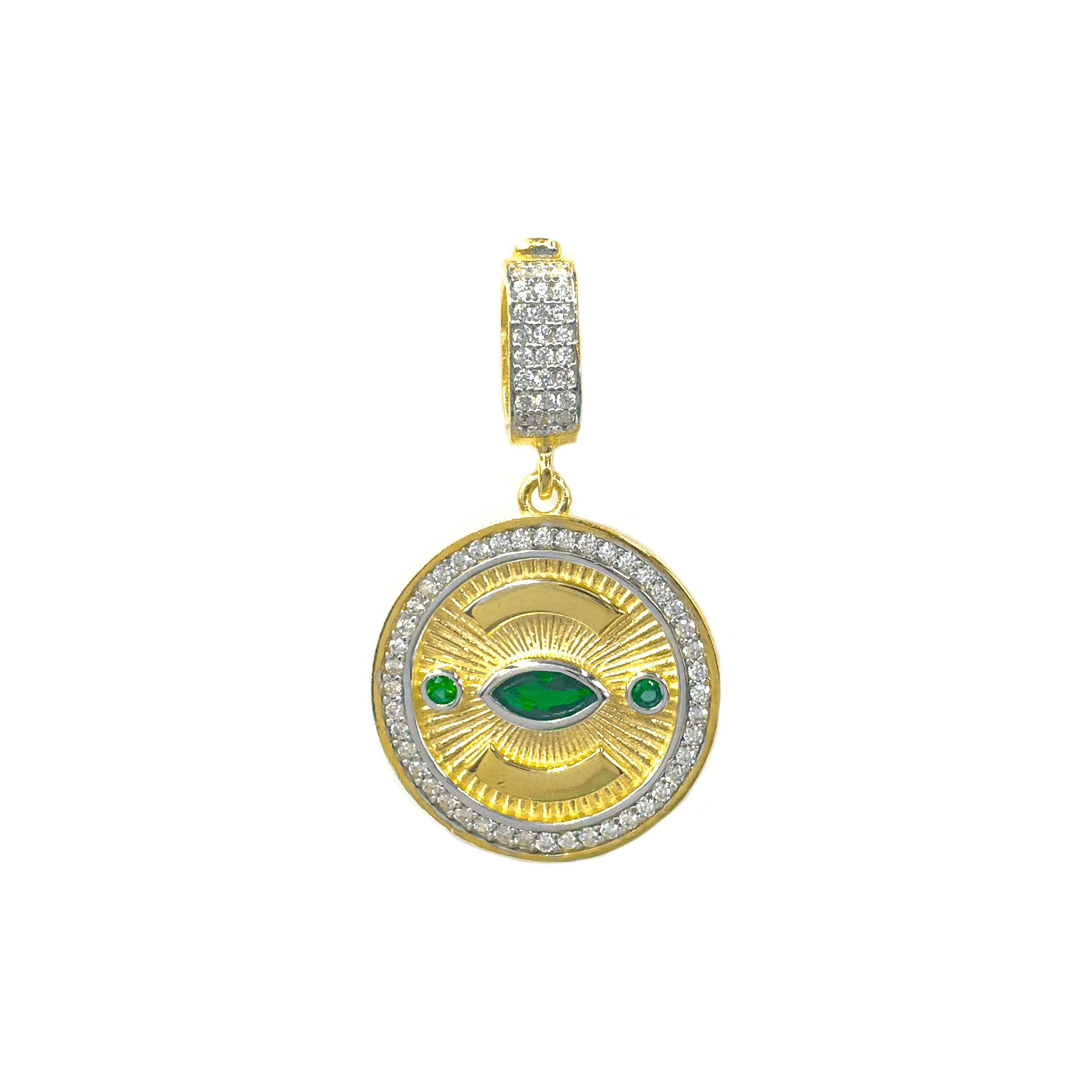 Renkli Taşlı Madalyon Kolye Ucu / Charm