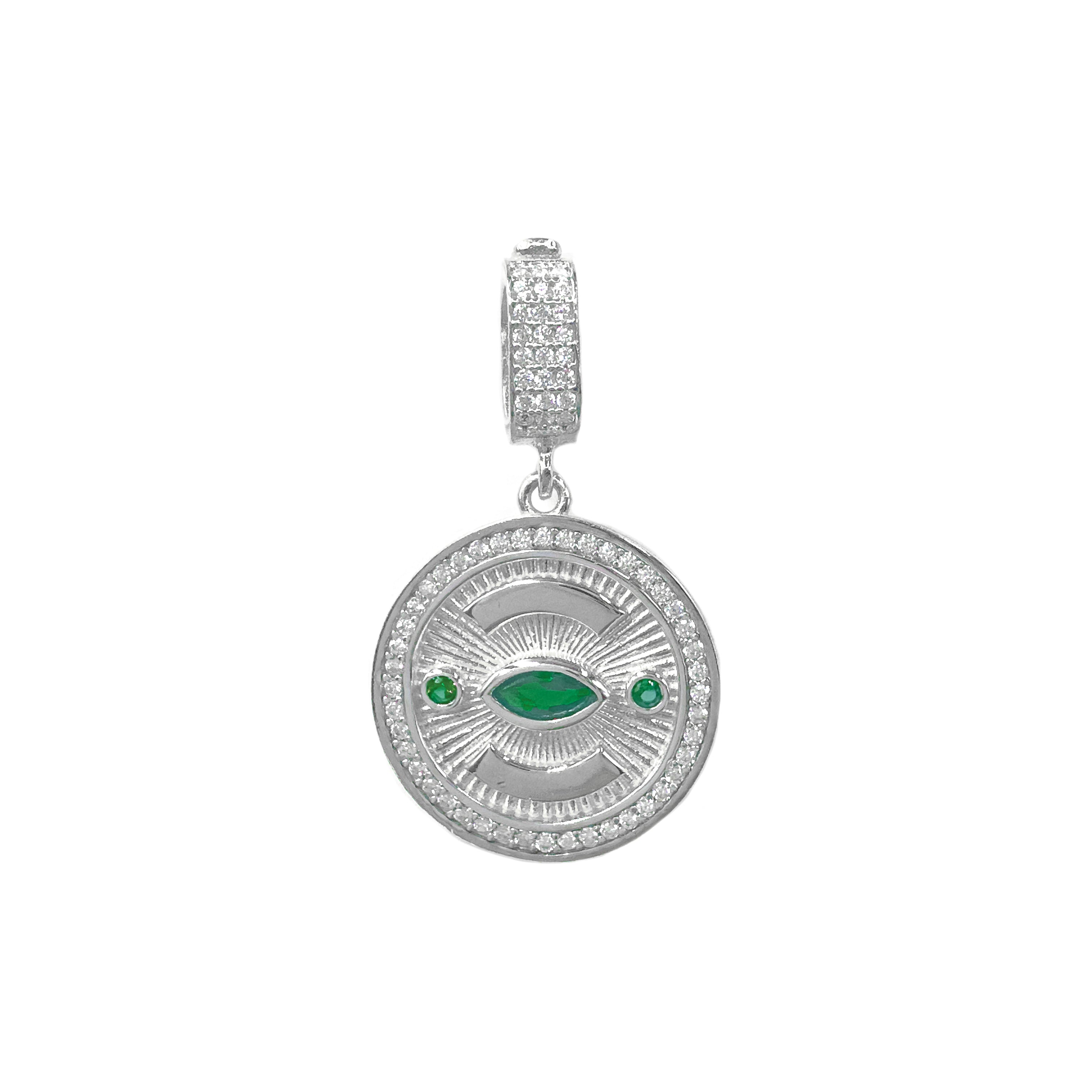 Renkli Taşlı Madalyon Kolye Ucu / Charm