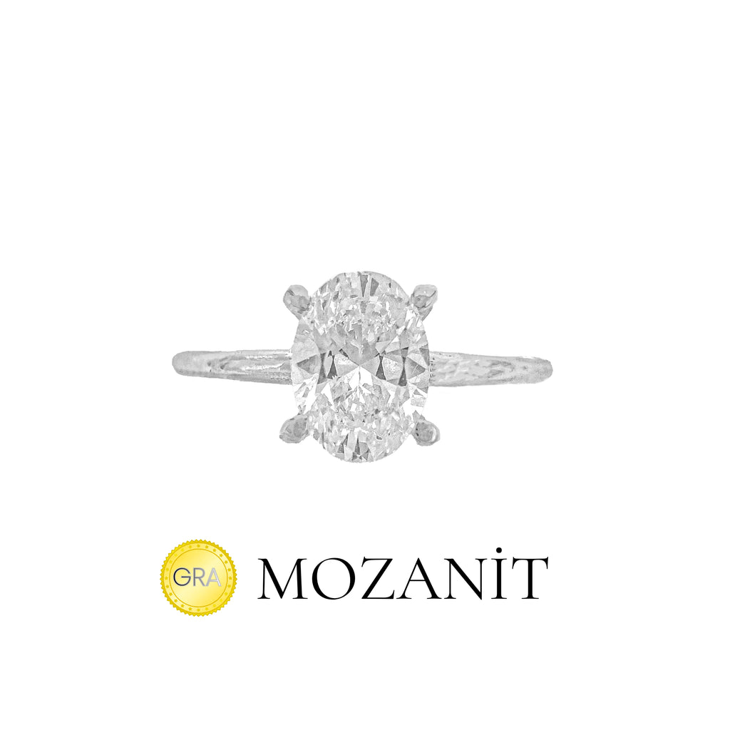 Bir Karat Mozanit Oval Yüzük