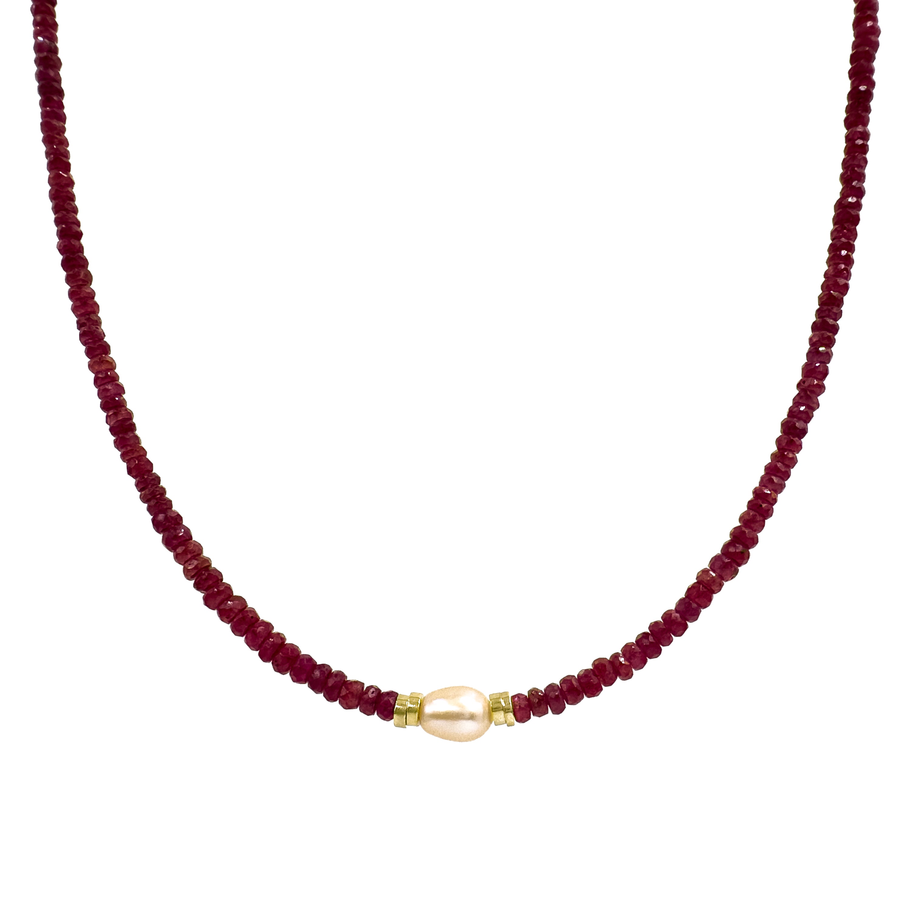 Ortası İncili Yakut Kolye