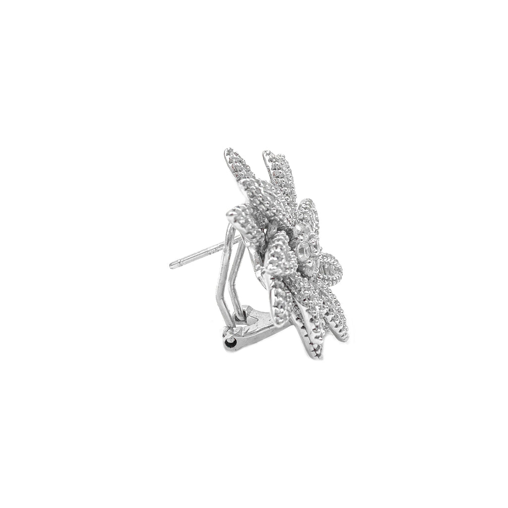 Baguette Stone Flower Design Earrings