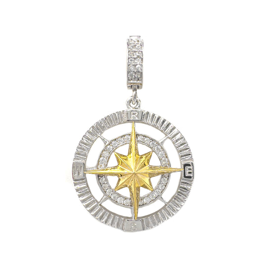 Two Color Compass Pendant / Charm