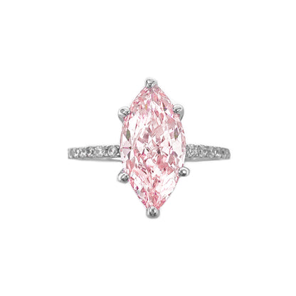 Ice Cut Pembe Yanları Taşlı Markiz Yüzük