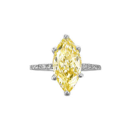 Ice Cut Sarı Yanları Taşlı Markiz Yüzük