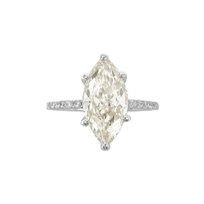 G Color Ice Cut Yanları Taşlı Markiz Yüzük