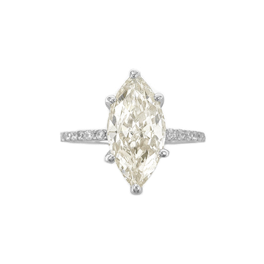 G Color Ice Cut Yanları Taşlı Markiz Yüzük