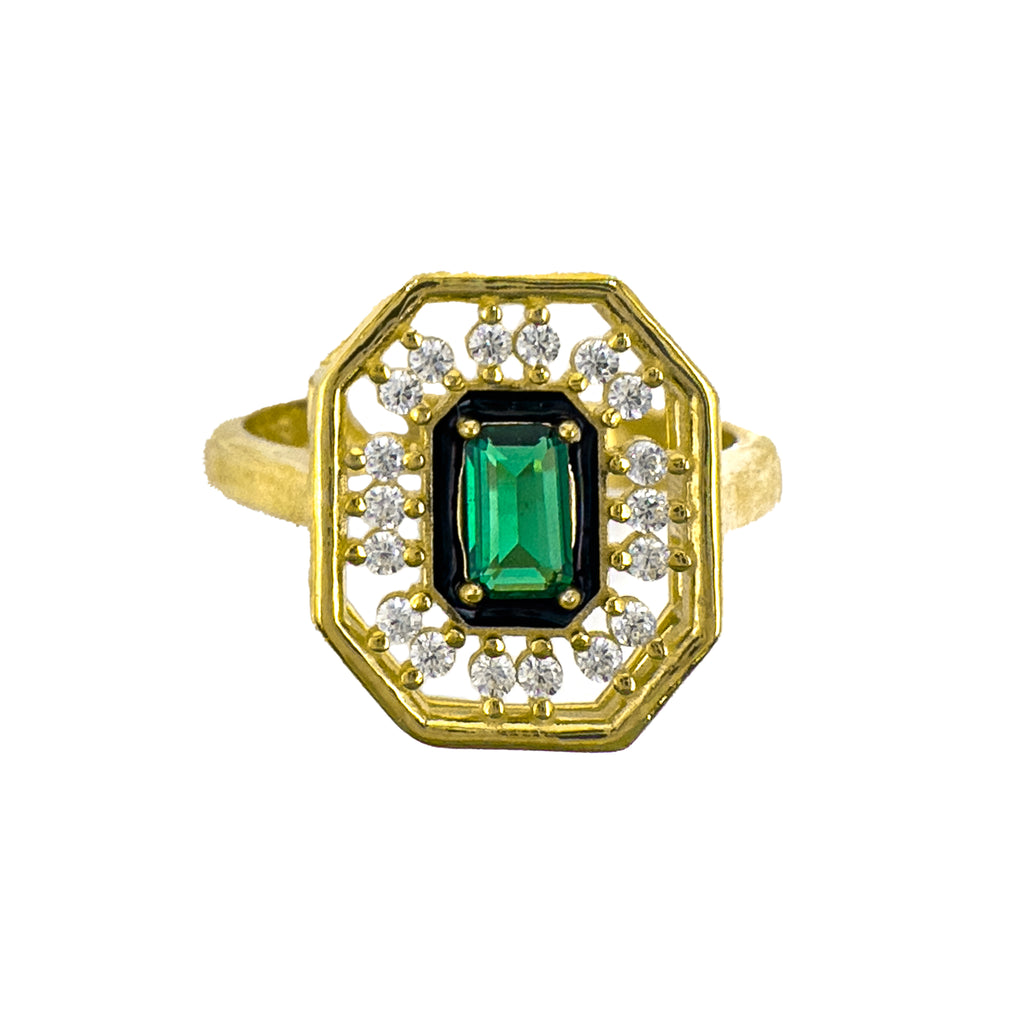 Grüner Steinmoderner Ring