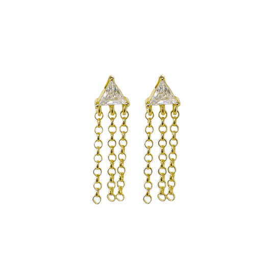 Triangle Stone Chain Earring