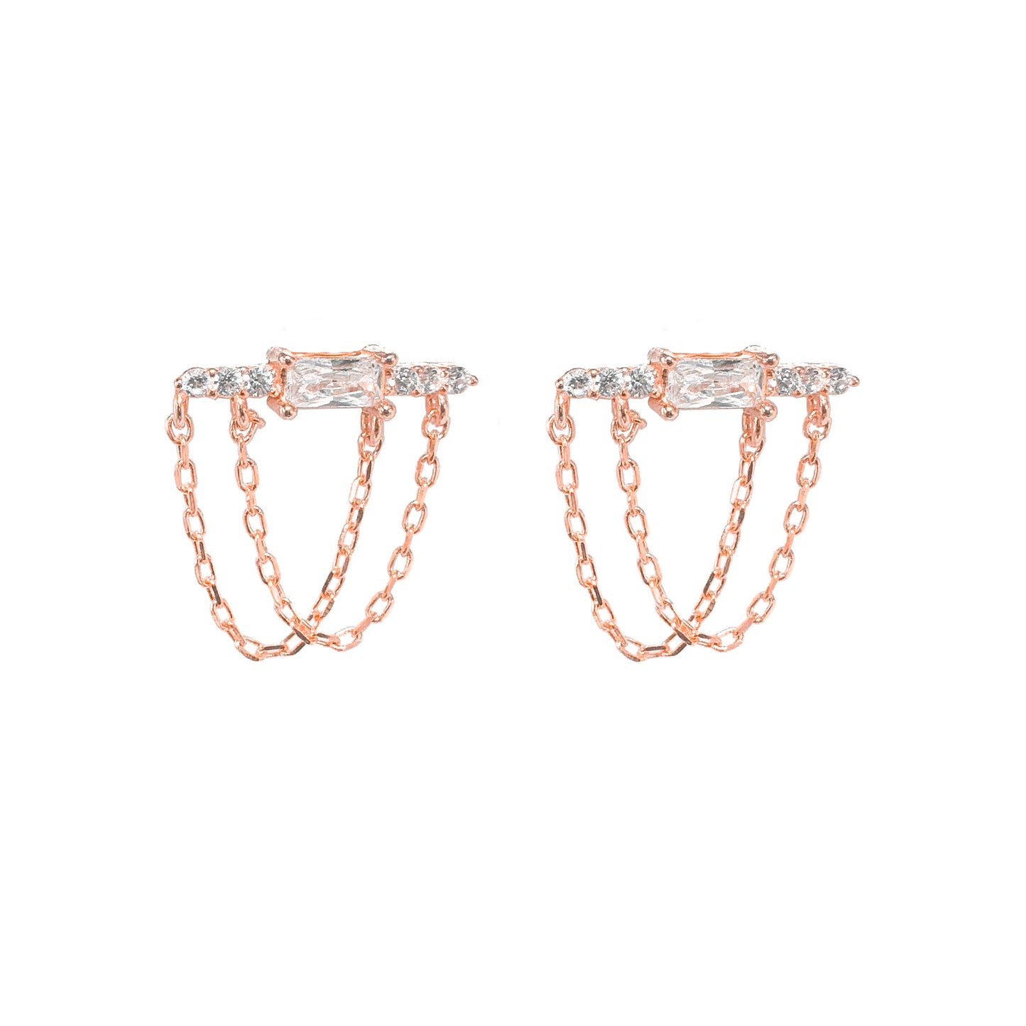 Baguette Stone Chain Earring