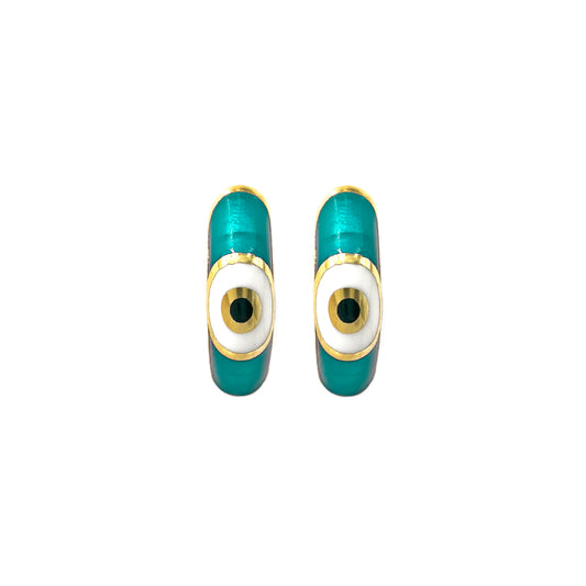 Green Evil Eye Enamel Earring