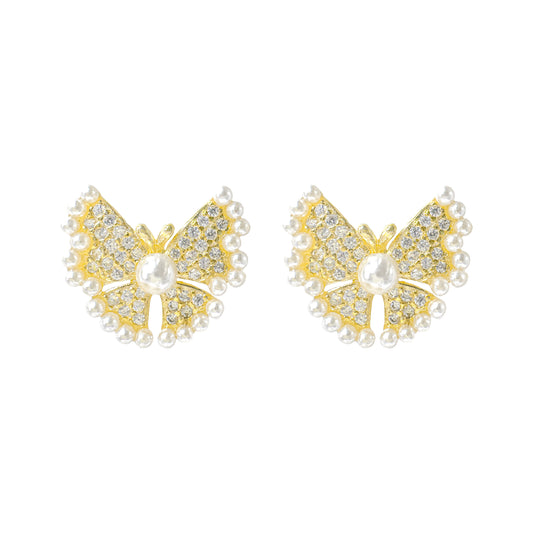 İnci Detaylı Butterfly Küpe