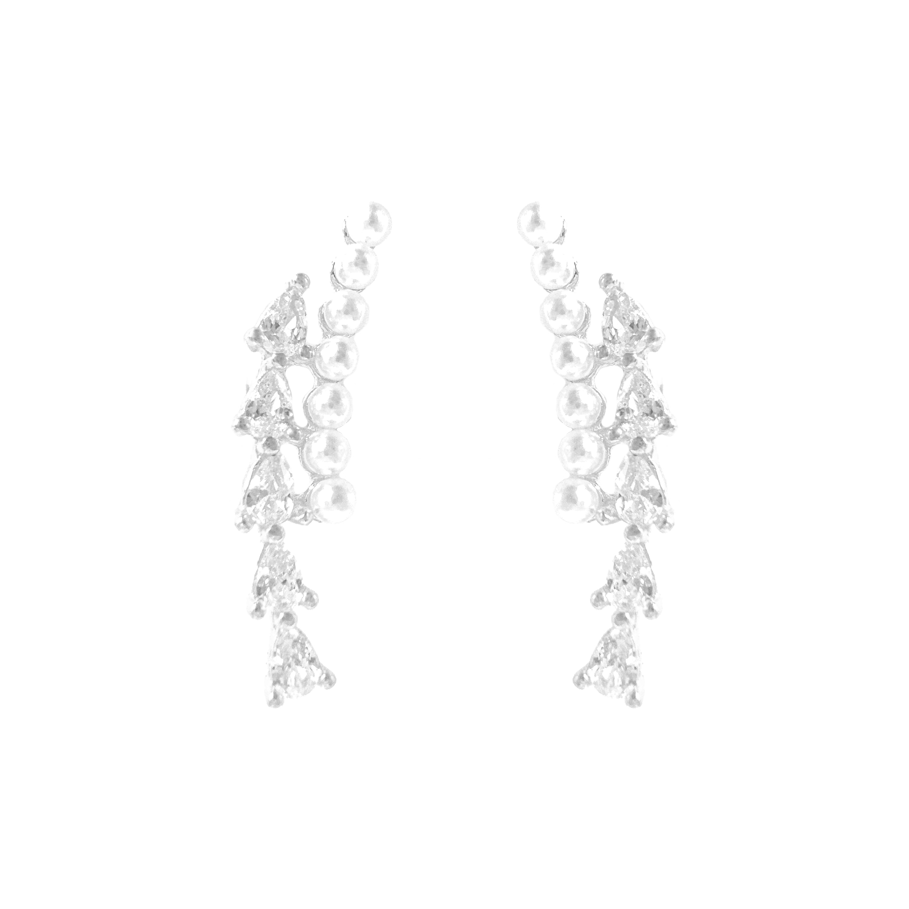 Taşlı ve İncili İki Sıralı Küpe