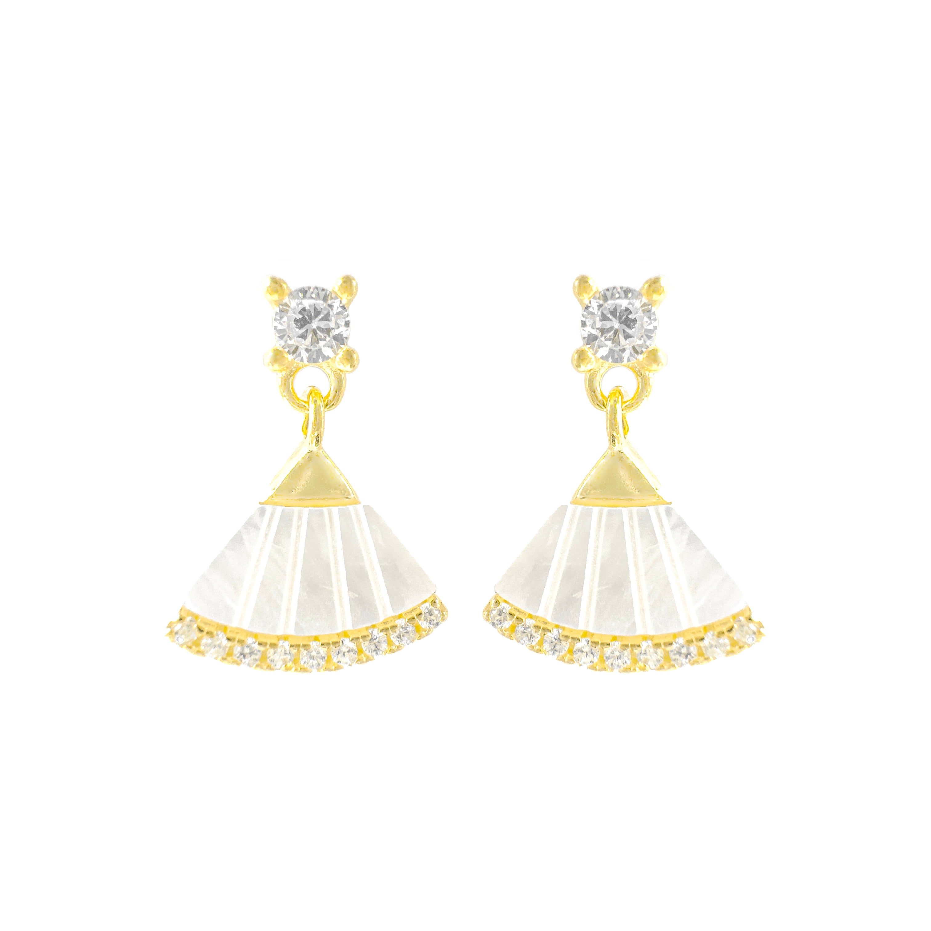 Sallantılı Taş Detaylı Sedefli Küpe