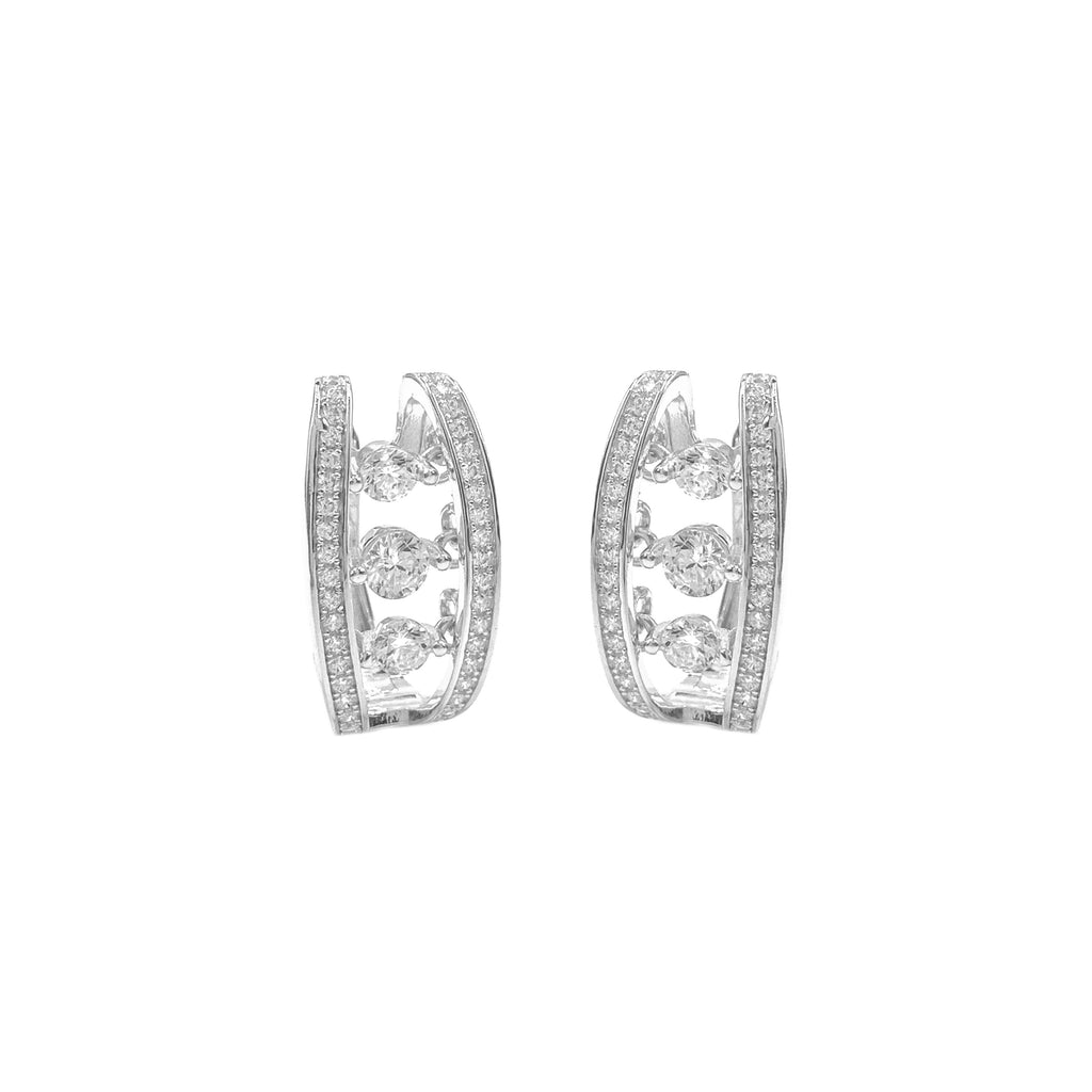 Sallantılı Taşlı Halka Küpe