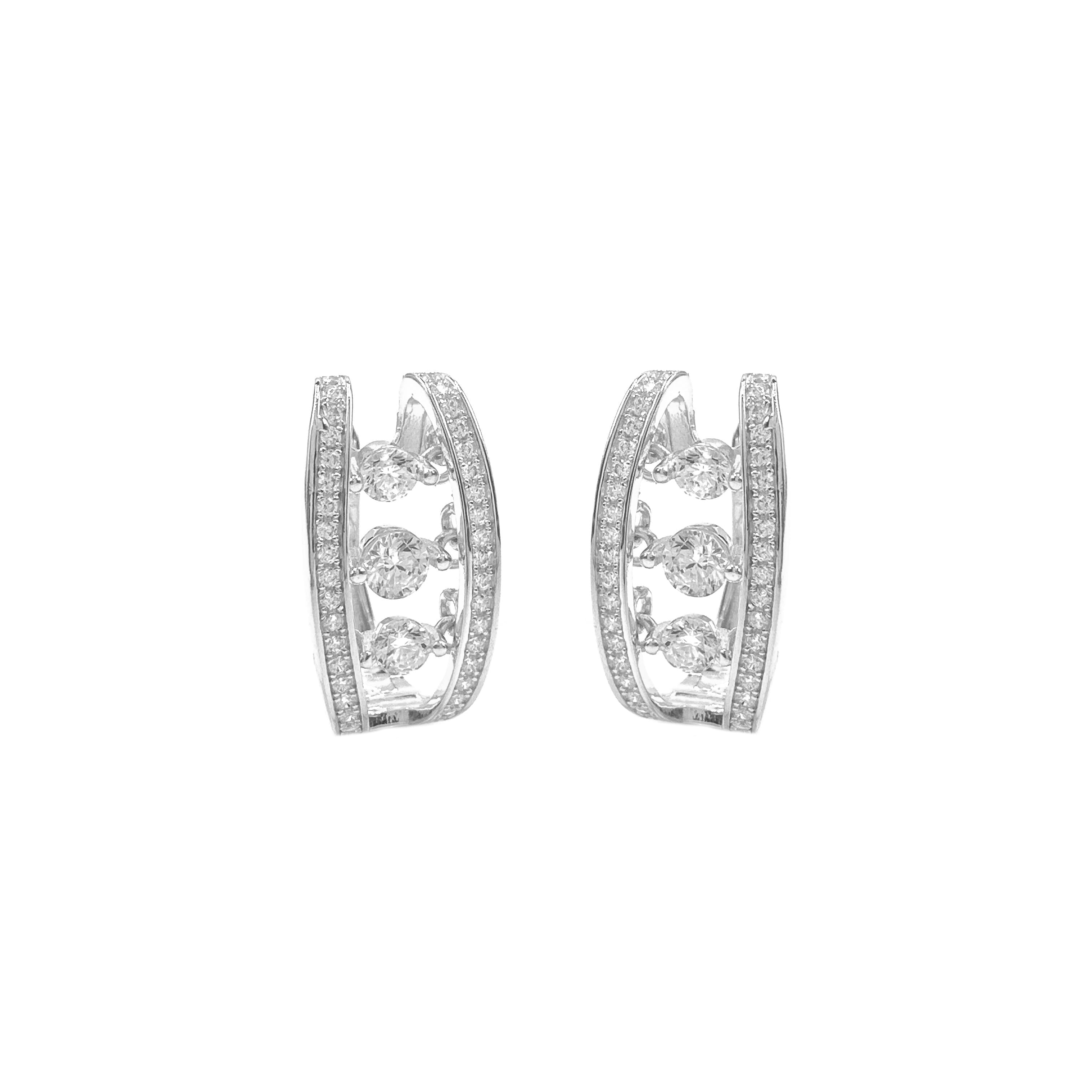 Sallantılı Taşlı Halka Küpe