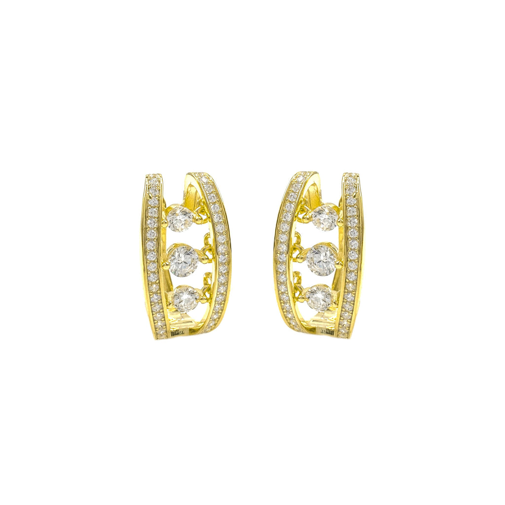 Sallantılı Taşlı Halka Küpe