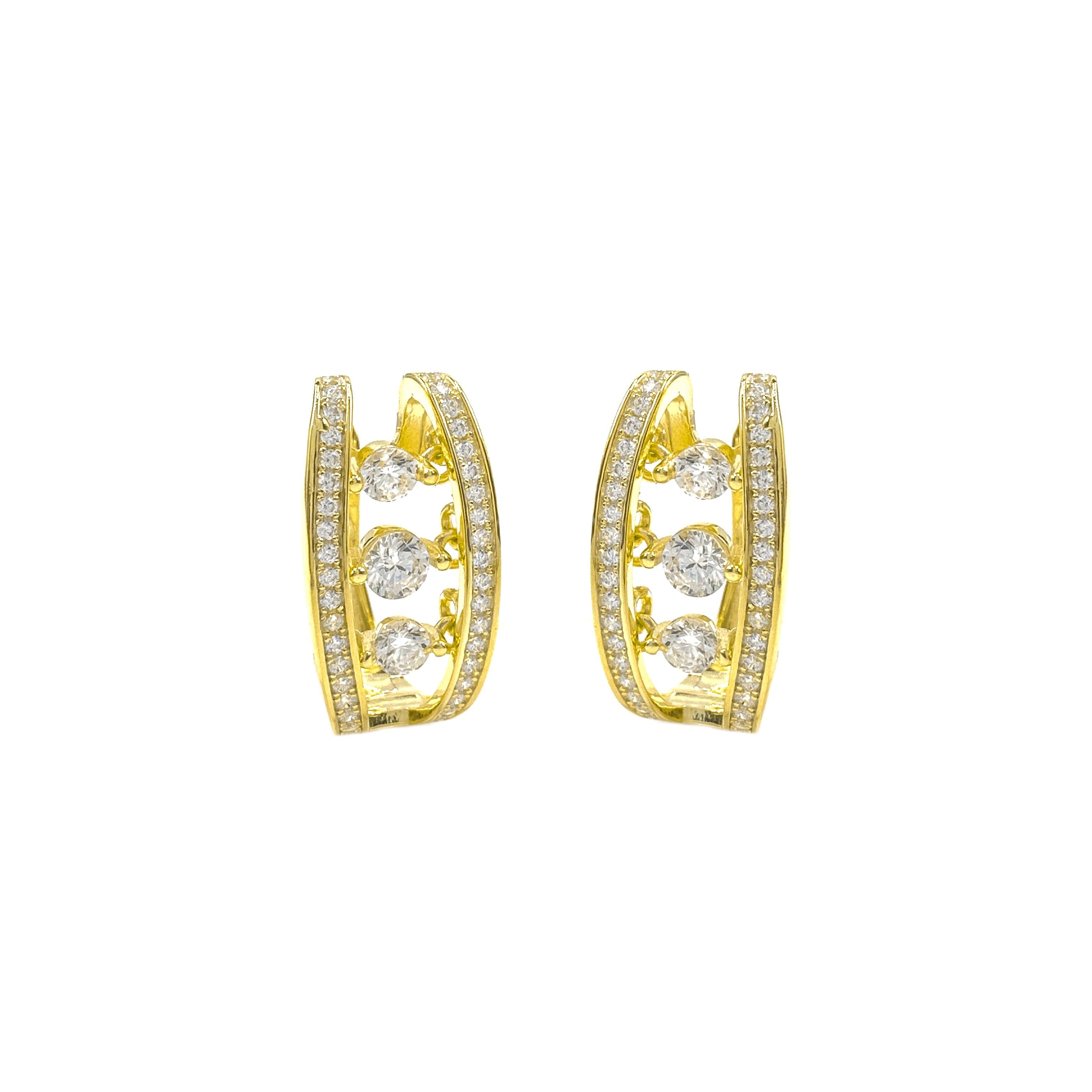 Sallantılı Taşlı Halka Küpe