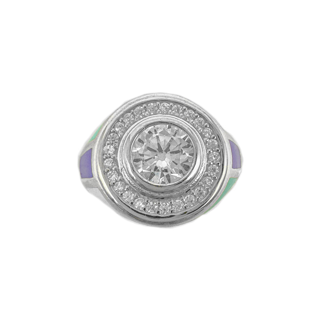 Ring mit bunten Emaille-Steinen