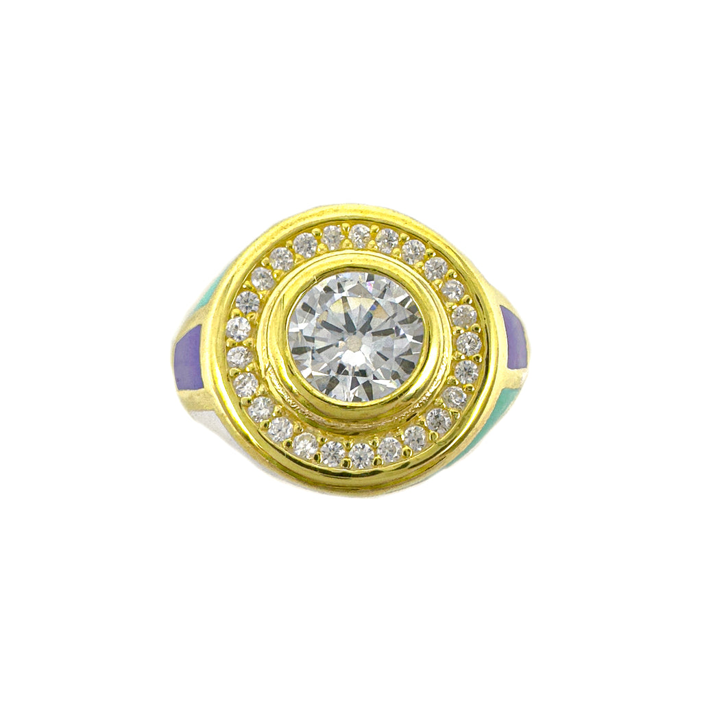 Ring mit bunten Emaille-Steinen