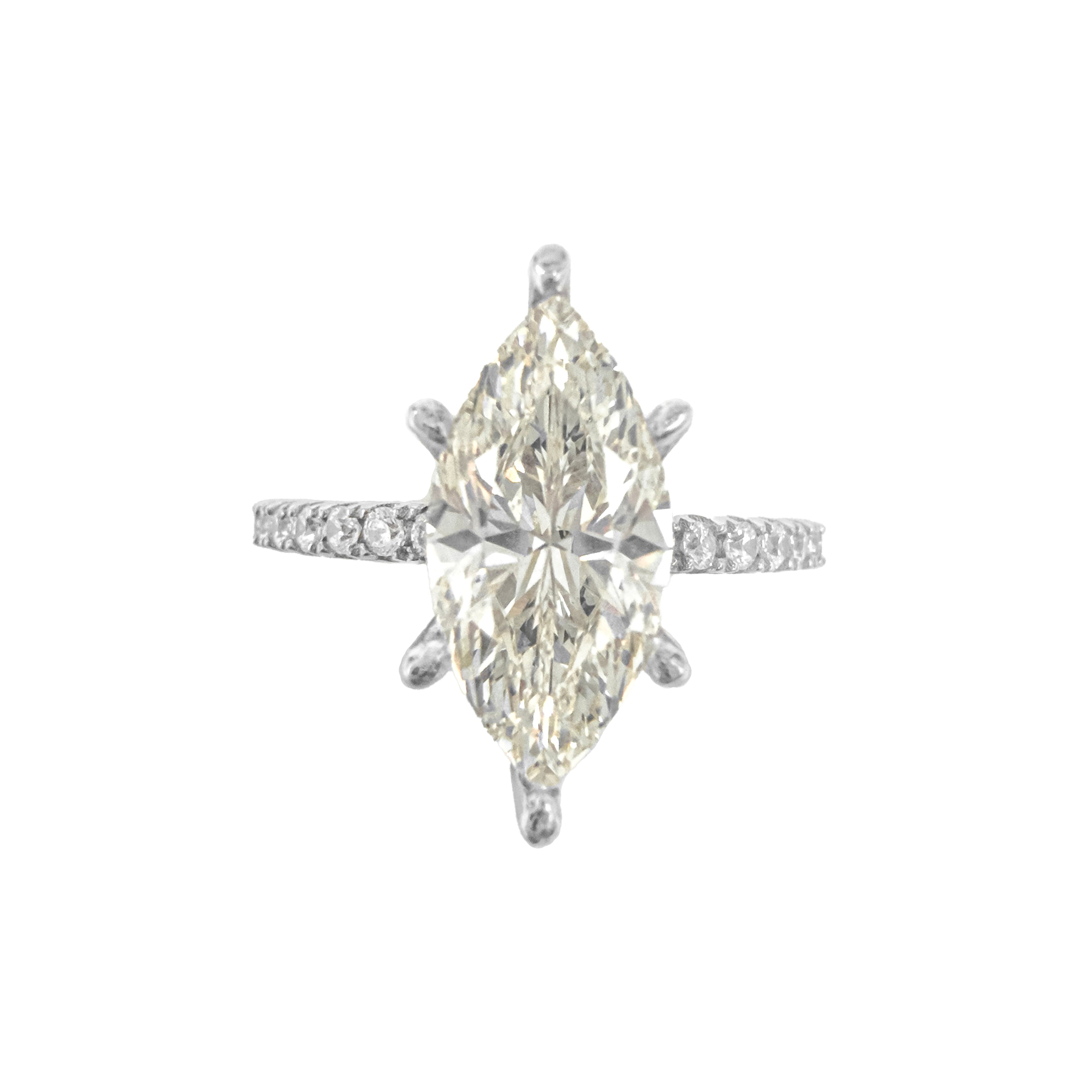 G-Color Yanları Taşlı Markiz Yüzük