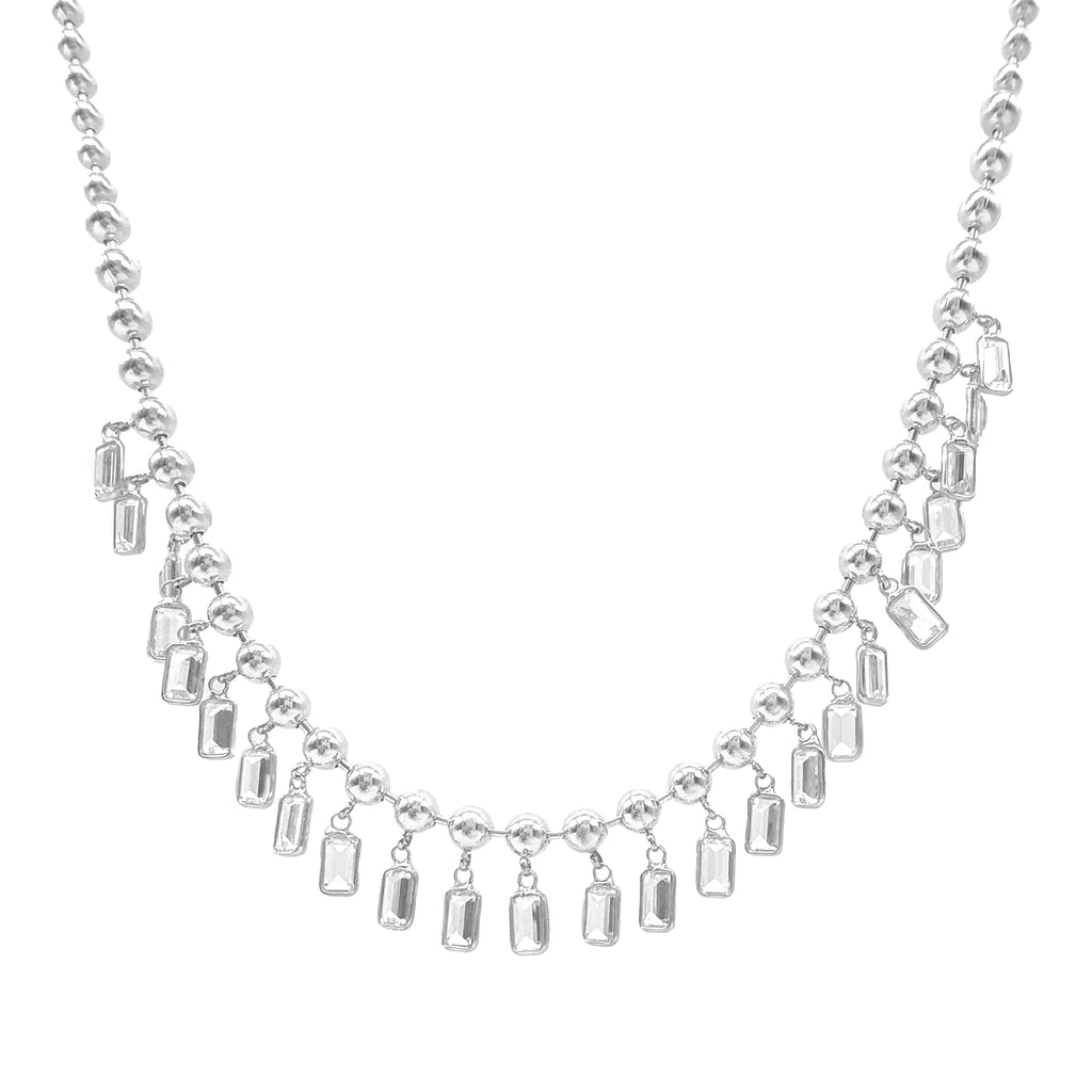 Top Chain Dangling Baguette Stone Necklace