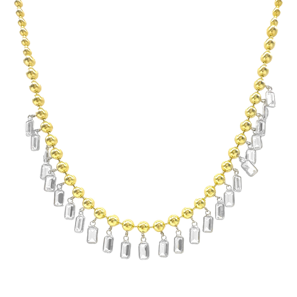 Top Chain Dangling Baguette Stone Necklace