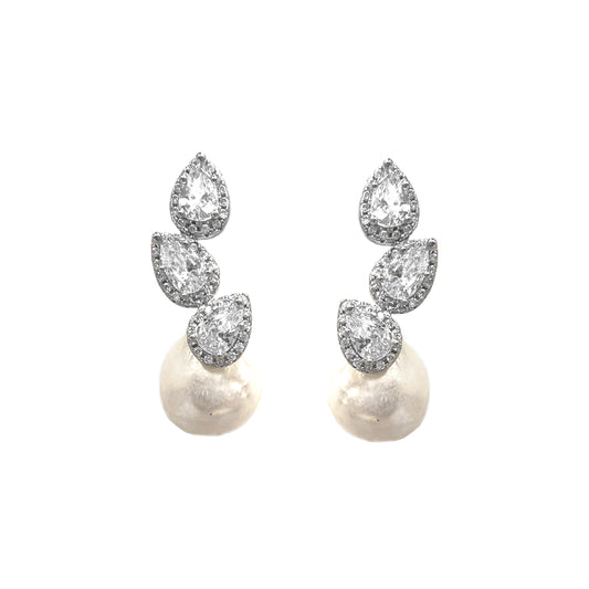 Drop Stone Pearl Earrings