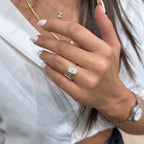 14K İki Karat Burgu Mozanit Oval Yüzük