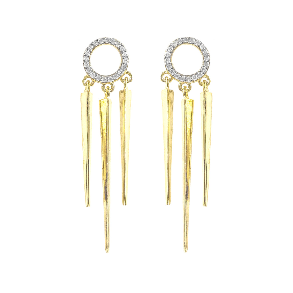 Trio Taşlı Çubuk Küpe