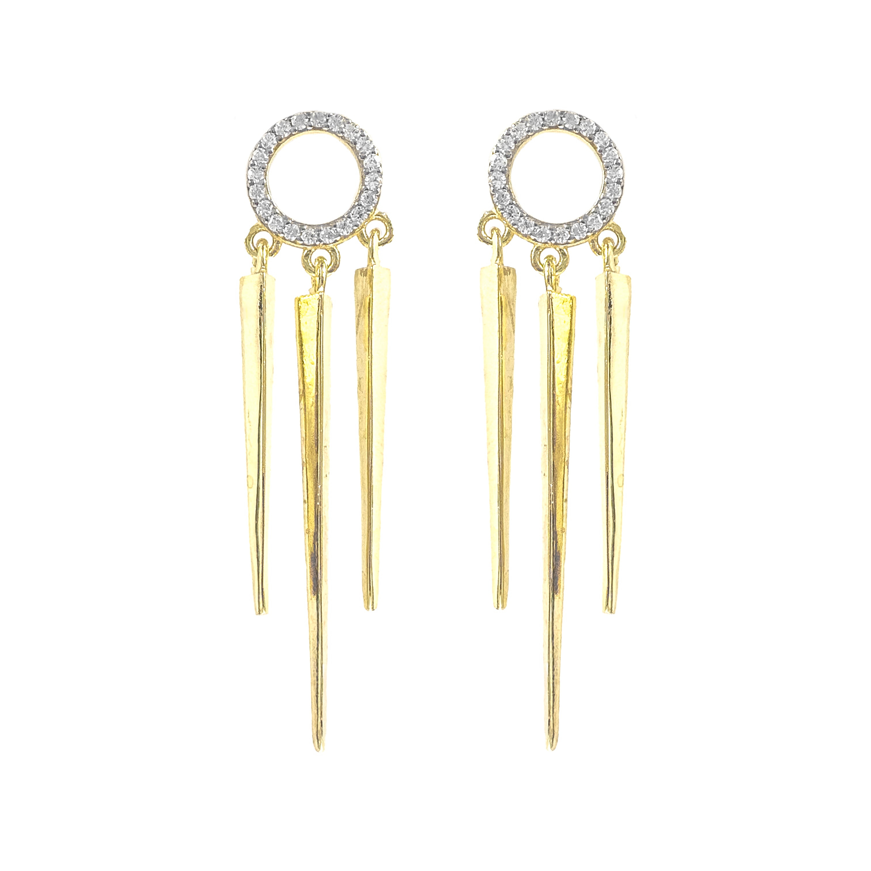 Trio Taşlı Çubuk Küpe