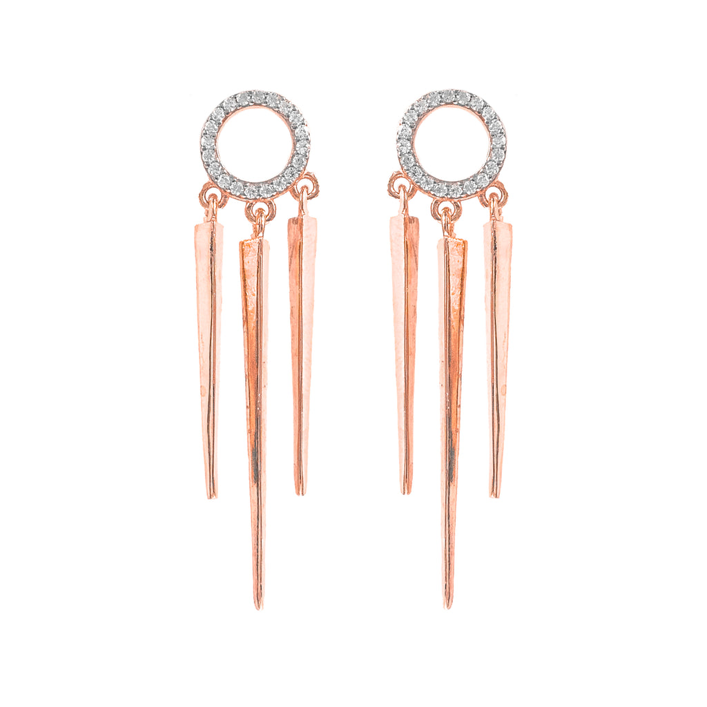 Trio Taşlı Çubuk Küpe