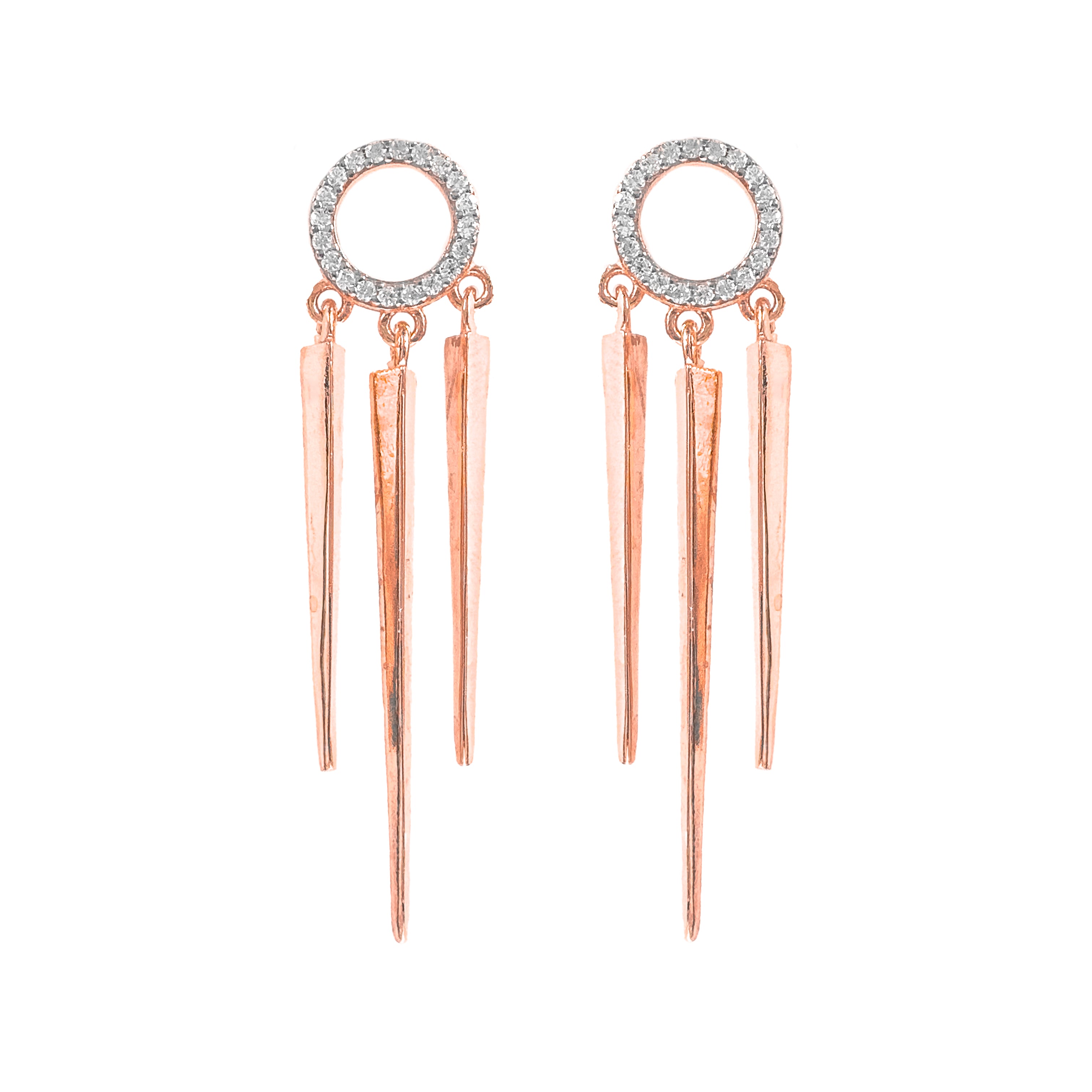 Trio Taşlı Çubuk Küpe