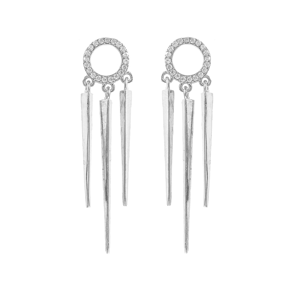 Trio Taşlı Çubuk Küpe