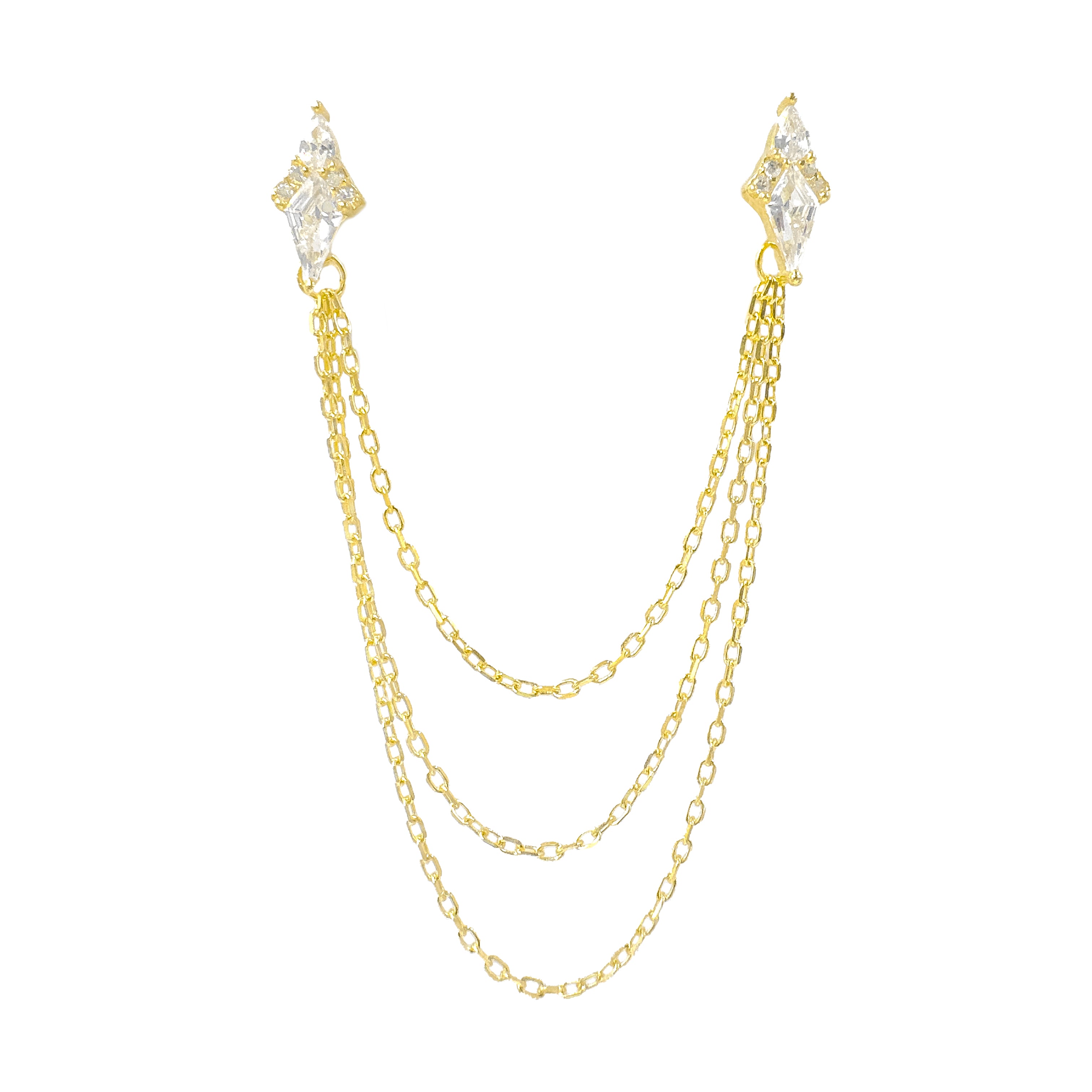 Markiz Taşlı Trio Chain Küpe