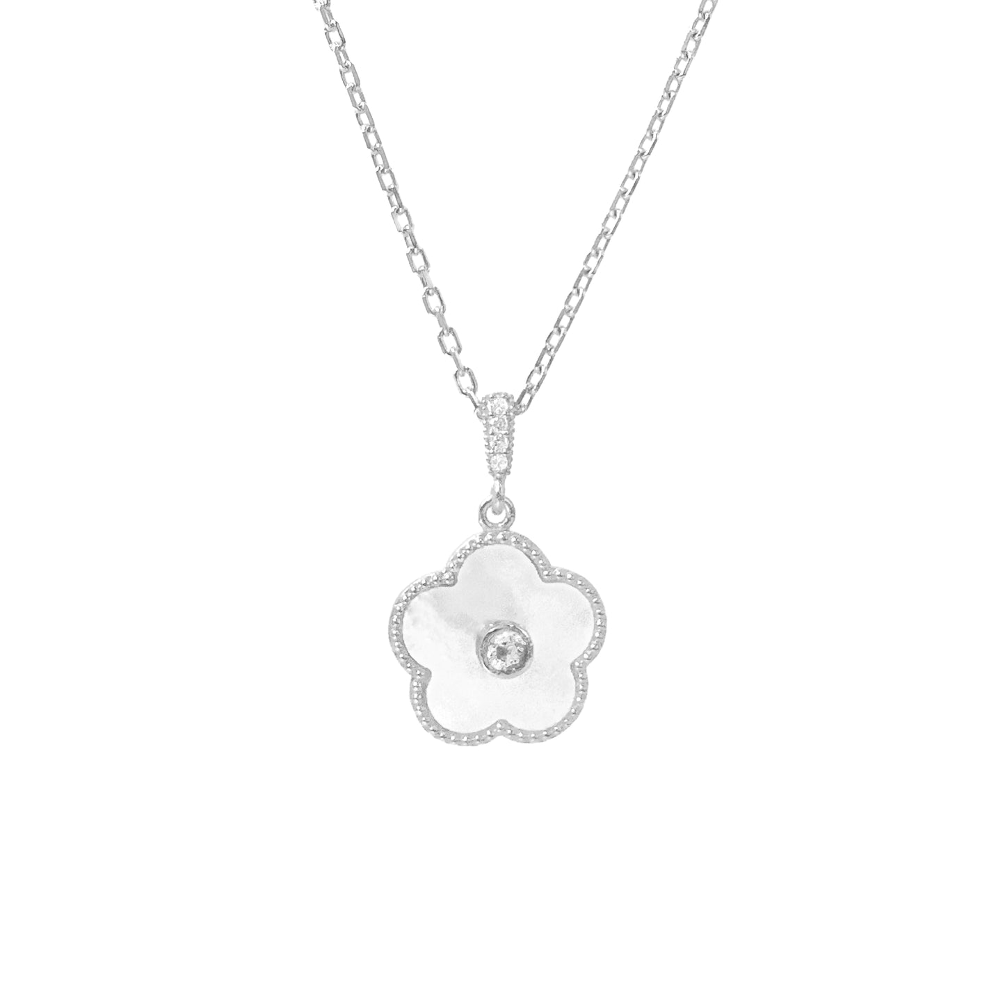 Mother of Pearl Stone Clover Necklace