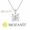 14K Mozanit İki Karat Tektaş Kolye