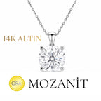 14K Mozanit İki Karat Tektaş Kolye