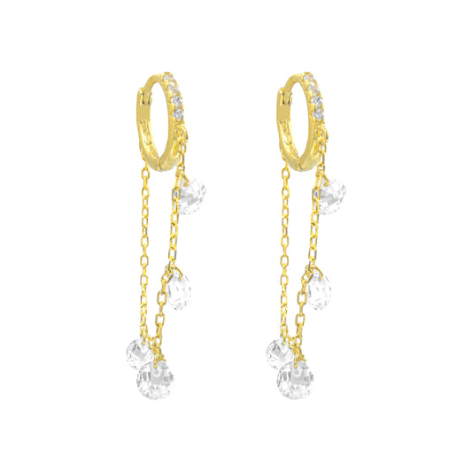 Taşlı Sallantılı Halka Küpe