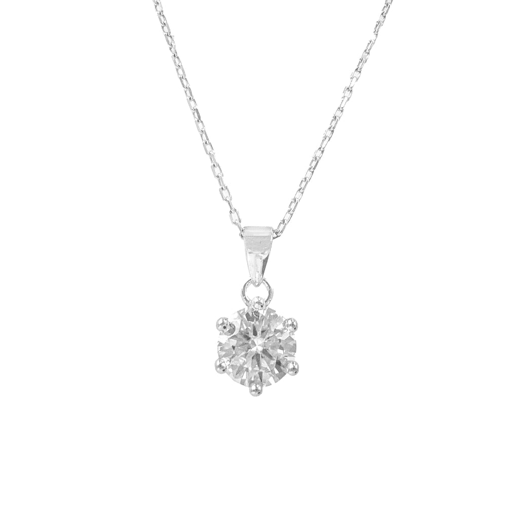 Moissanite Six-Claw Solitaire Necklace