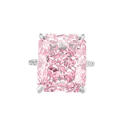 Pembe Ice Cut Taşlı Kare Kesim Yüzük