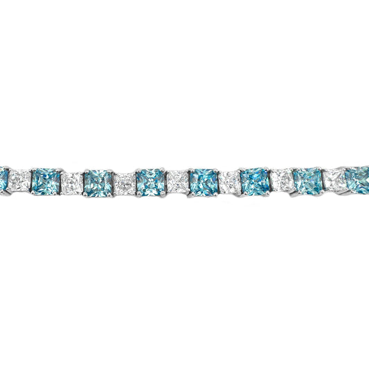 Big Small Square Blue Moissanite Waterway Bracelet