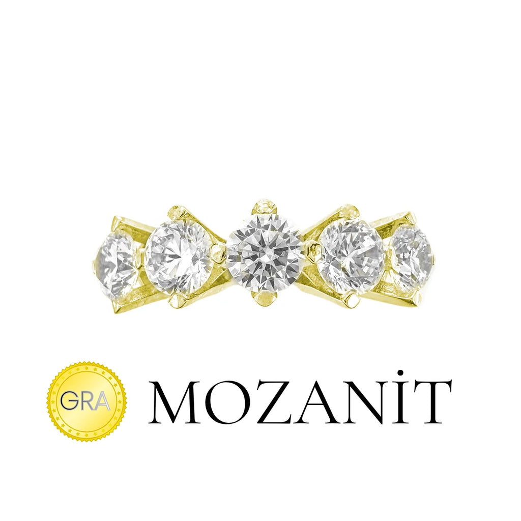 Üç Karat Mozanit Beştaş Yüzük