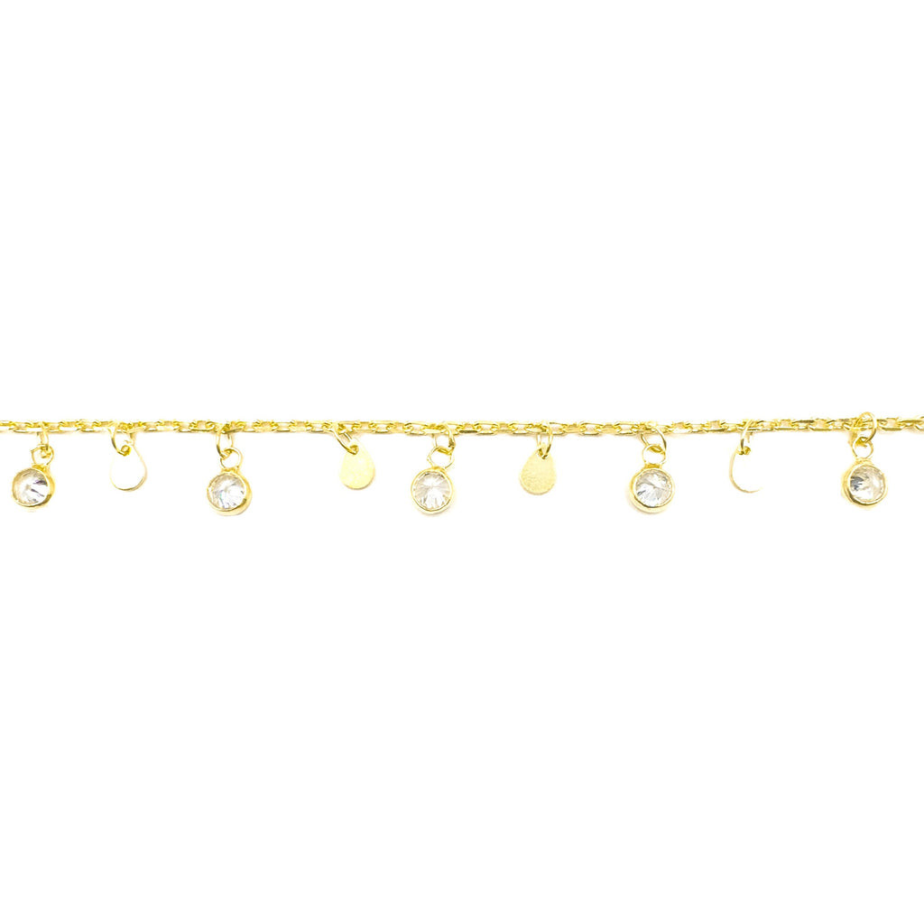 Fußkettchen mit baumelndem Stein und Pailletten