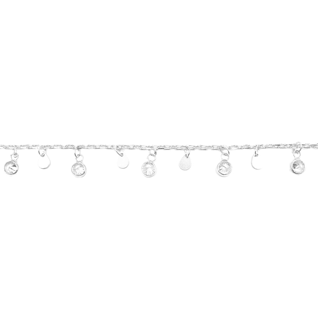 Fußkettchen mit baumelndem Stein und Pailletten