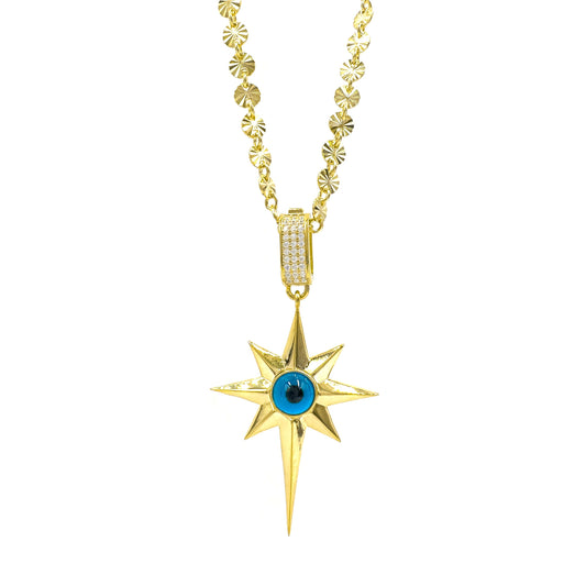 Polar Star Evil Eye Halskette mit lasergeschnittener Kette