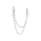 Taşlı Twin Chain Halka Küpe