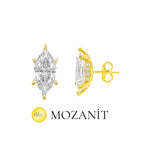 Ohrringe mit Moissanit-Marquise-Schliff und Steinfassung