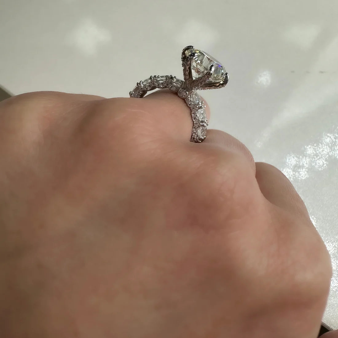 14K Tasarım Mozanit Tektaş Yüzük