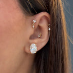 14K Taşlı Montür Mozanit Küpe