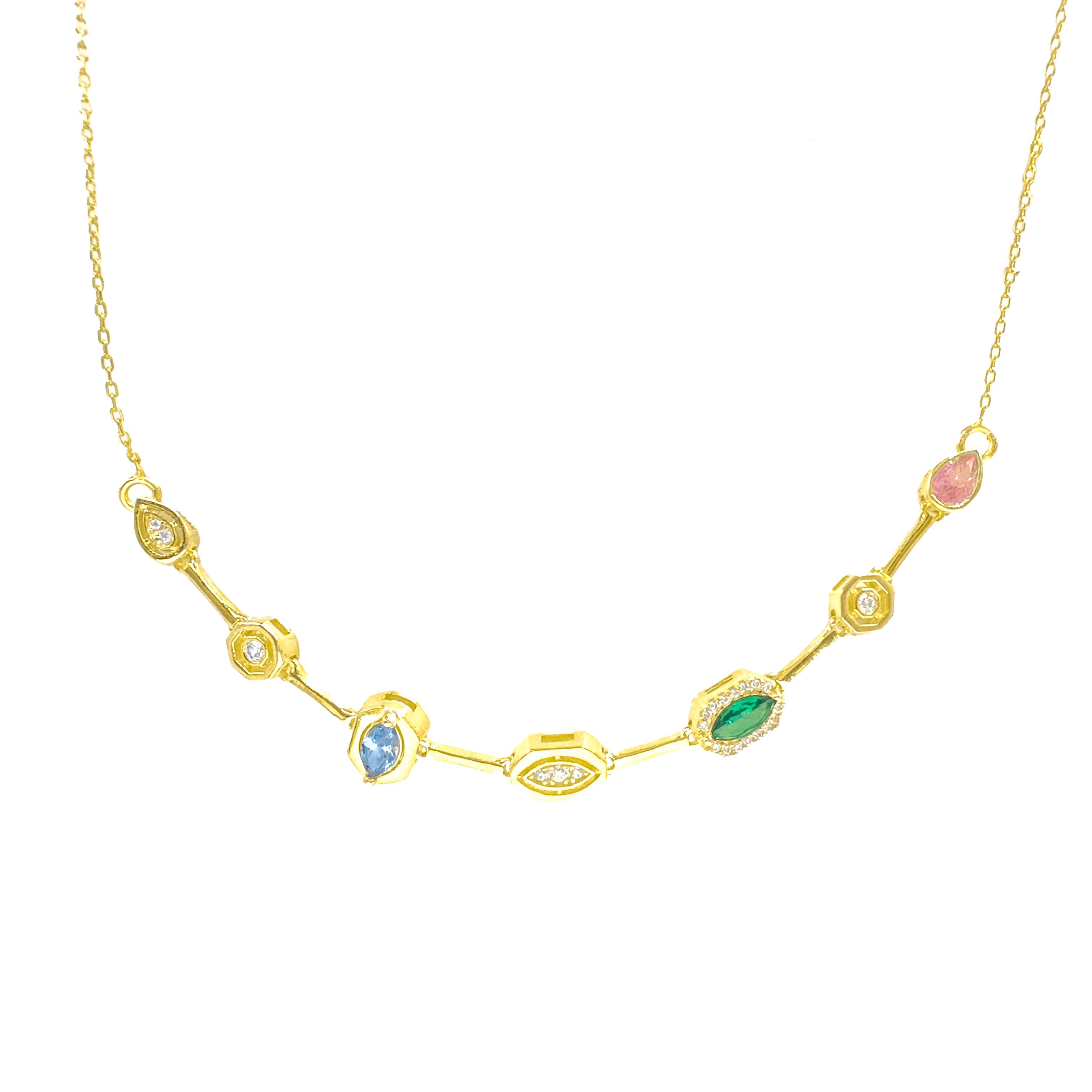 Karışık Renkli Taşlı Kolye